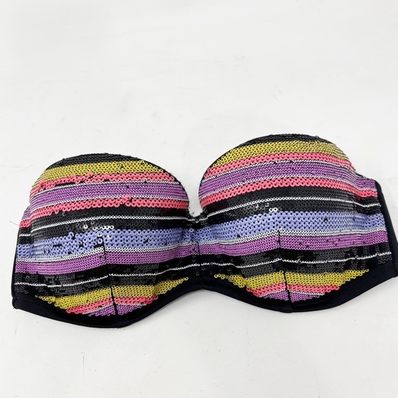 VICTORIA’S SECRET Women’s THE FLIRT BANDEAU Strapless Sequin Bikini Top Size 34D - Picture 2 of 9